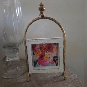 Antique Farmhouse Gold and White Floral Art Piece, Juliet Meeks Design